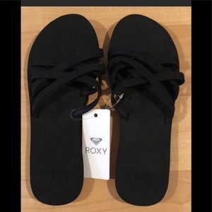 Roxy Abbie Black Strappy Slides